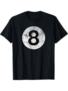 Vintage Distressed 8 Ball Billiards Costume Tee | Retro Eight Ball Graphic Shirt
